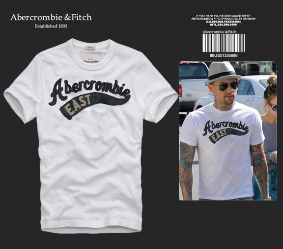 Abercrombie Fitch Hombres De Cuello Redondo Con Gente Fotos Corto Remera AF5708